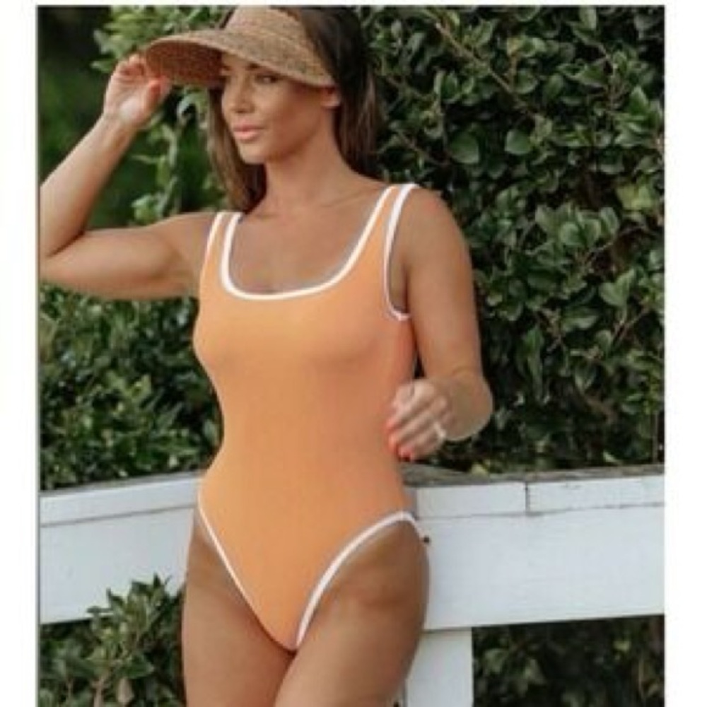 LainSnow Coral Swimsuit with White Accents